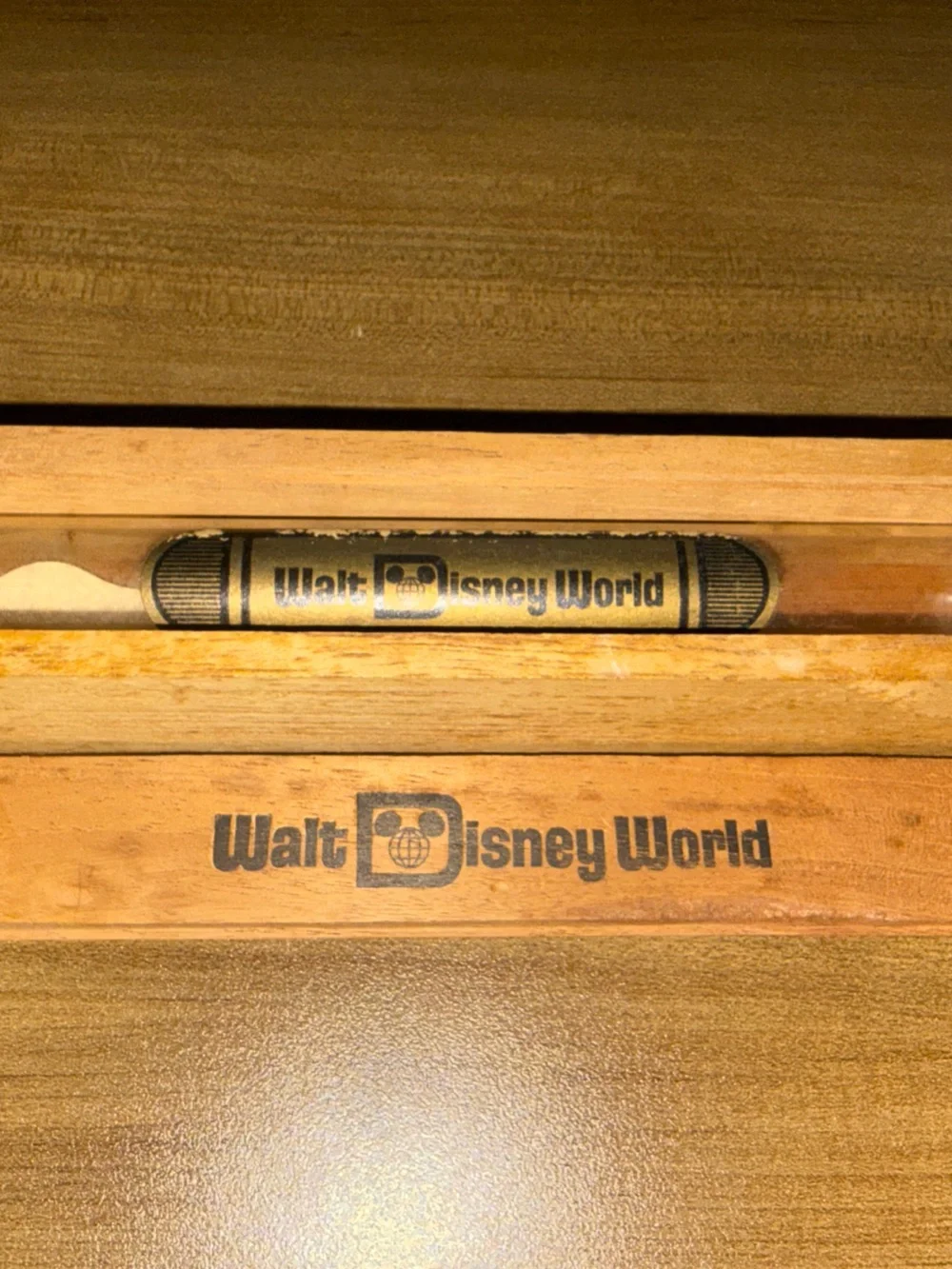 Vintage Disney World Wooden Single Cigar Box With Glass Cigar Tube
